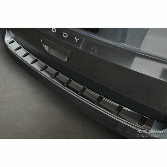 Zwart RVS Achterbumperprotector passend voor Volkswagen Caddy V Cargo &amp; Combi 2020- &#039;STRONG EDITION&#039;