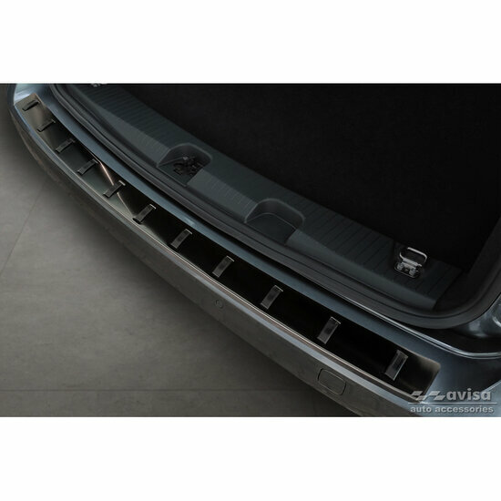 Zwart RVS Achterbumperprotector passend voor Volkswagen Caddy V Cargo &amp; Combi 2020- &#039;STRONG EDITION&#039;