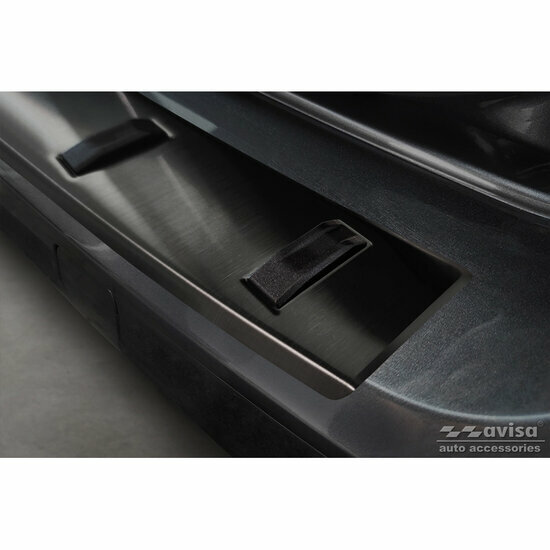 Zwart RVS Achterbumperprotector passend voor Volkswagen Caddy V Cargo &amp; Combi 2020- &#039;STRONG EDITION&#039;