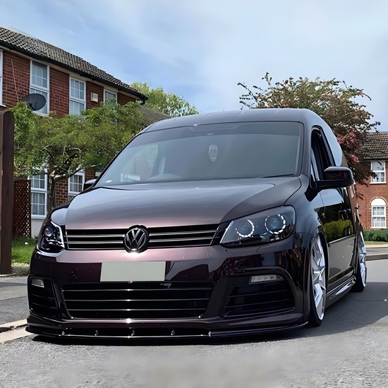 Front spoiler glanzend zwart passend voor VW Caddy 3 facelift model 2010 - 2015