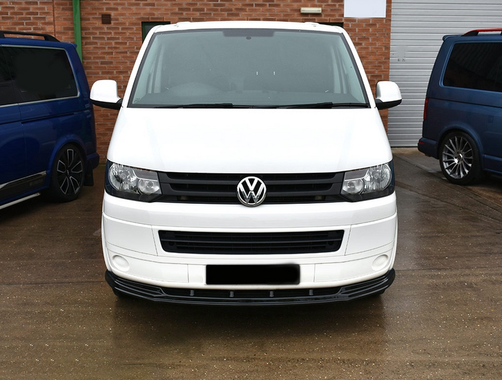 Front spoiler glanzend zwart passend voor VW Transporter T5 facelift model 2010 - 2015