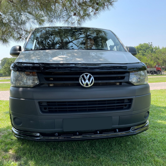 Front spoiler glanzend zwart passend voor VW Transporter T5 facelift model 2010 - 2015