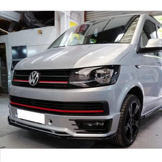 Front spoiler glanzend zwart passend voor VW Transporter T6 sportline model 2015 - 2019