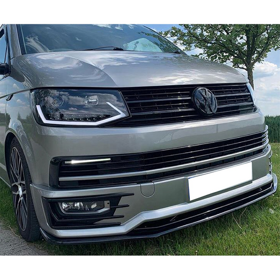 Front spoiler glanzend zwart passend voor VW Transporter T6 sportline model 2015 - 2019