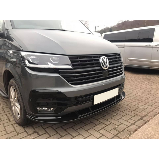 Front spoiler glanzend zwart passend voor VW Transporter T6.1 model 2019 - 2024 versie 2