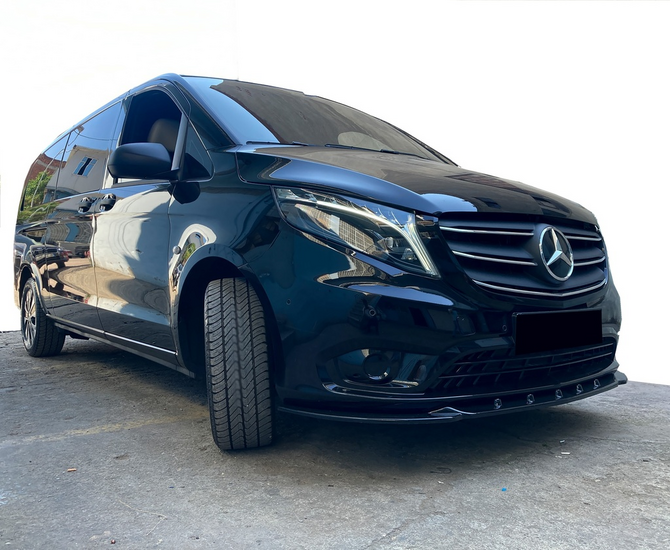 Front spoiler glanzend zwart passend voor Mercedes Vito W447 facelift model vanaf 2020