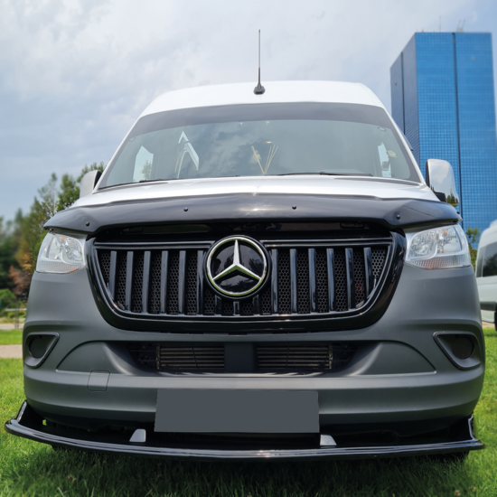 Front spoiler glanzend zwart passend voor Mercedes Sprinter W907 model vanaf 2018 versie 1