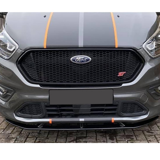 Front spoiler glanzend zwart passend voor Ford Transit Custom MK1 model 2012 - 2023 met sportline voorbumper