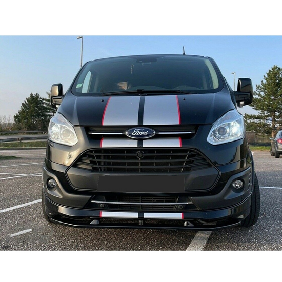 Front spoiler glanzend zwart passend voor Ford Transit Custom MK1 model 2012 - 2023 met sportline voorbumper