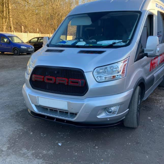 Front spoiler glanzend zwart passend voor Ford Transit Bus model 2013 - 2019