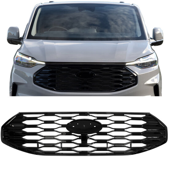 Gril glanzend zwart passend voor Ford Transit Custom en Ford Tourneo vanaf bouwjaar 2023