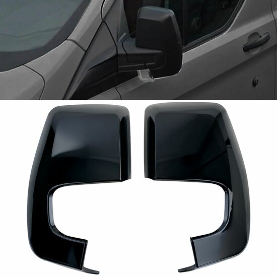 Glanzend zwarte spiegelkappen passend voor Ford Transit custom model 2012 - 2023 