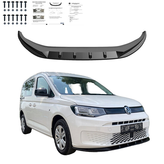 Front spoiler glanzend zwart passend voor VW Caddy 5 model 2020 - heden versie 2