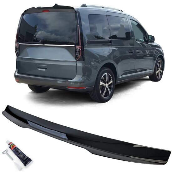Glanzend zwarte dakspoiler passend voor VW Caddy V model vanaf 2020 met achterklep