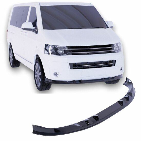 Glanzend zwarte frontlip passend voor VW Transporter T5 model 2003 - 2009