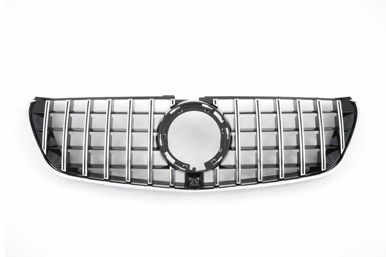Glanzend zwarte grille met chromen accenten passend voor Mercedes V-Klasse W447 facelift met AMG-line voorbumper