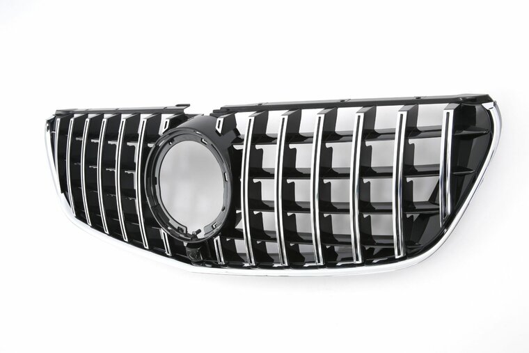 Glanzend zwarte grille met chromen accenten passend voor Mercedes V-Klasse W447 facelift met AMG-line voorbumper