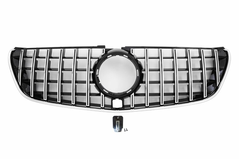 Glanzend zwarte grille met chromen accenten passend voor Mercedes V-Klasse W447 model 2014 - 02/2019