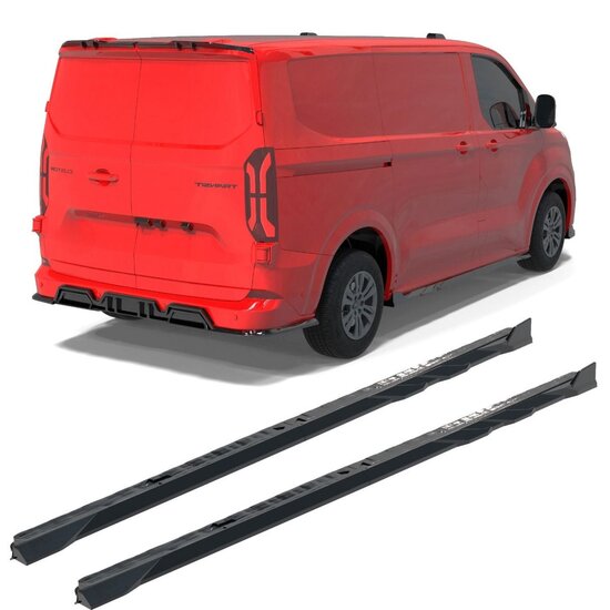 Glanzend zwarte sideskirts aanzets passend voor Ford Custom MK2 model vanaf 2023 