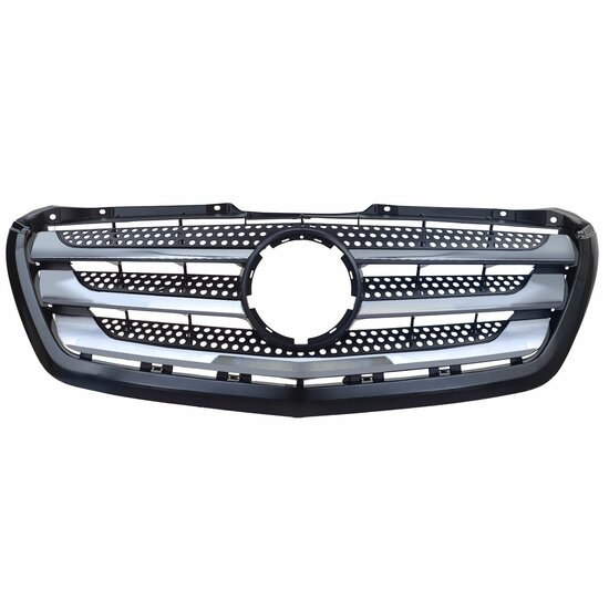 Grille zwart met chromen spijlen passend voor Mercedes Sprinter W906 model 2013 - 2018