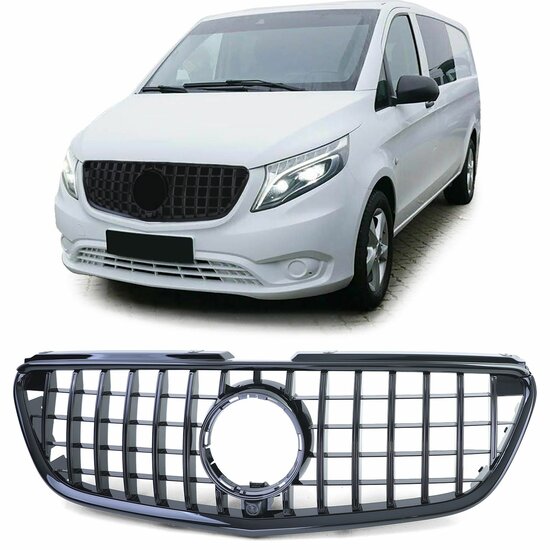 Glanzend zwarte grill passend voor Mercedes W447 Vito model 2014 - 02/2019