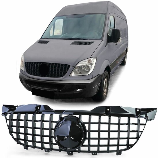 Glanzend zwarte grille passend voor Mercedes Sprinter W906 model 2006 - 2013