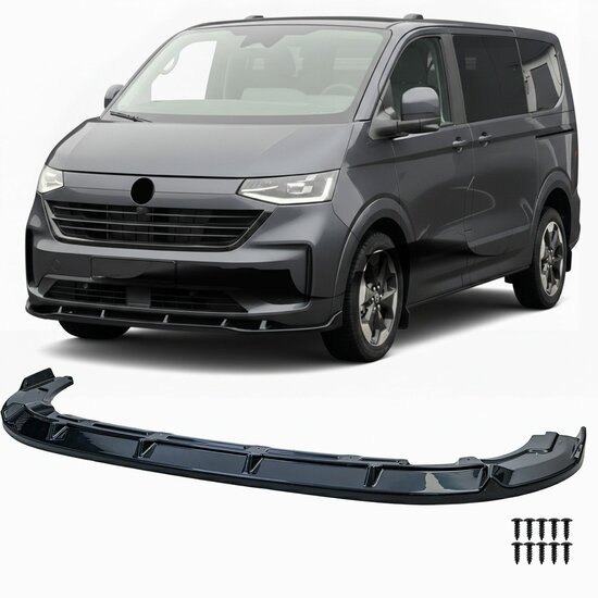 Glanzend zwarte frontlip passend voor VW Transporter T7 model vanaf 2024