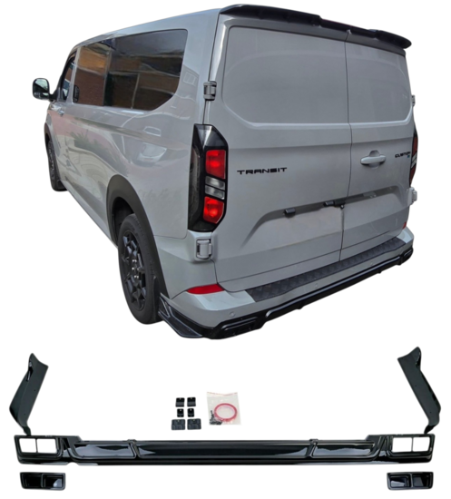 Glanzend zwarte diffuser passend voor Ford Tourneo en Ford Transit Custom model vanaf 2023