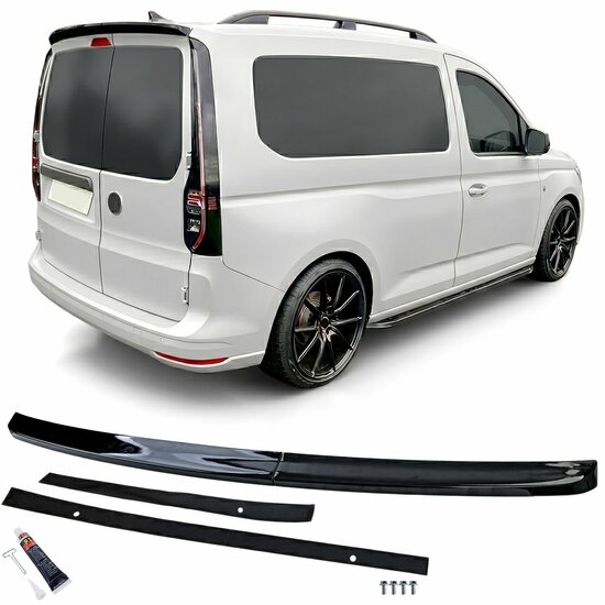 Glanzend zwarte dakspoiler passend voor VW Caddy V model vanaf 2020 met dubbele deuren