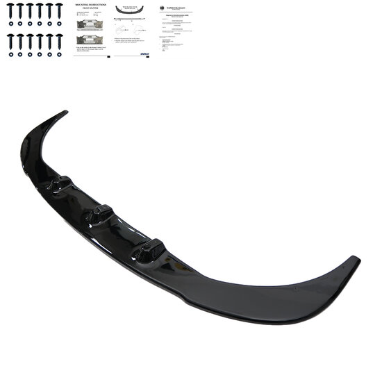 Glanzend zwarte frontlip passend voor VW Transporter T5 model 2010 - 2015 met sportline voorbumper