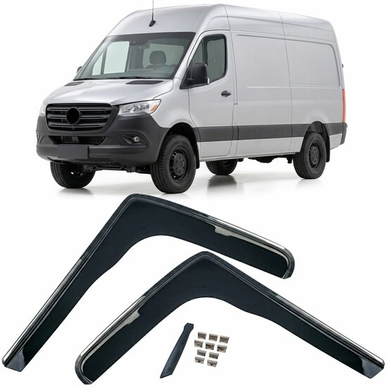 Zijwindschermen dark passend voor Mercedes Sprinter W907 model vanaf 2018 