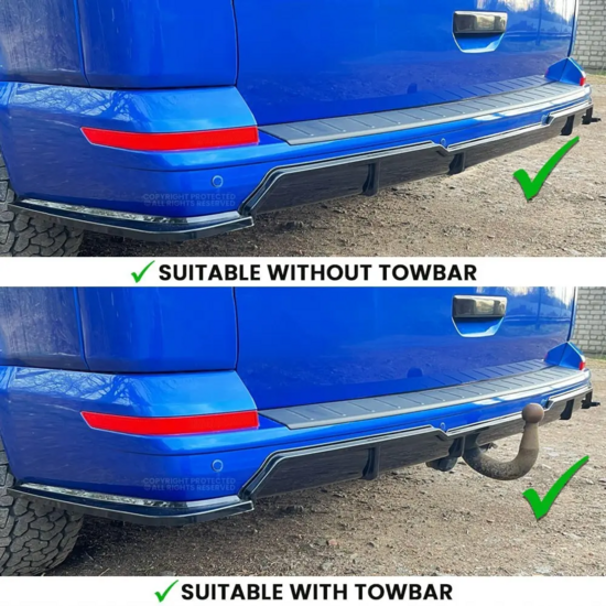 Diffuser met splitters glanzend zwart passend voor VW Transporter T6 en T6.1 