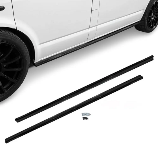 Side skirt extensions glanzend zwart passend voor VW Transporter T5 en T6 korte wielbasis