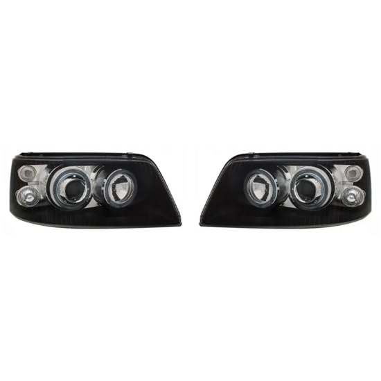 Koplampen met angel eyes passend voor VW Transporter T5 model 2003 - 2009