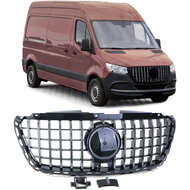 Glanzend zwarte grill met chromen accenten passend voor Mercedes Sprinter W907 model vanaf 2018 