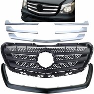 Grille zwart met chromen spijlen passend voor Mercedes Sprinter W906 model 2013 - 2018