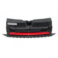Sport gril glanzend zwart met rode lijn passend voor VW Transporter T6 model 2015 - 2019 zonder logo uitsparing