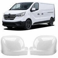 Glanzend witte spiegelkappen passend voor Renault Trafic III,  Opel Vivaro B, Fiat Talento en Nissan NV300