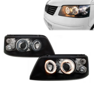 Koplampen met angel eyes passend voor VW Transporter T5 model 2003 - 2009