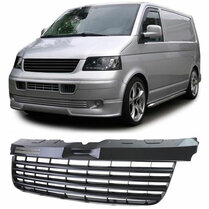 Gril zonder embleem glanzend zwart passend voor VW Transporter T5 model 2003 - 2009 Gril zonder embleem glanzend zwart passend voor VW Transporter T5 model 2003 - 2009