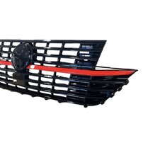 Glanzend zwart gril met rode lijst passend voor VW Transporter T6.1 