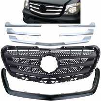 Grille zwart met chromen spijlen passend voor Mercedes Sprinter W906 model 2013 - 2018