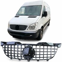 Glanzend zwarte grill met chromen accenten passend voor Mercedes Sprinter W906 pre-facelift model 2006 - 2013 